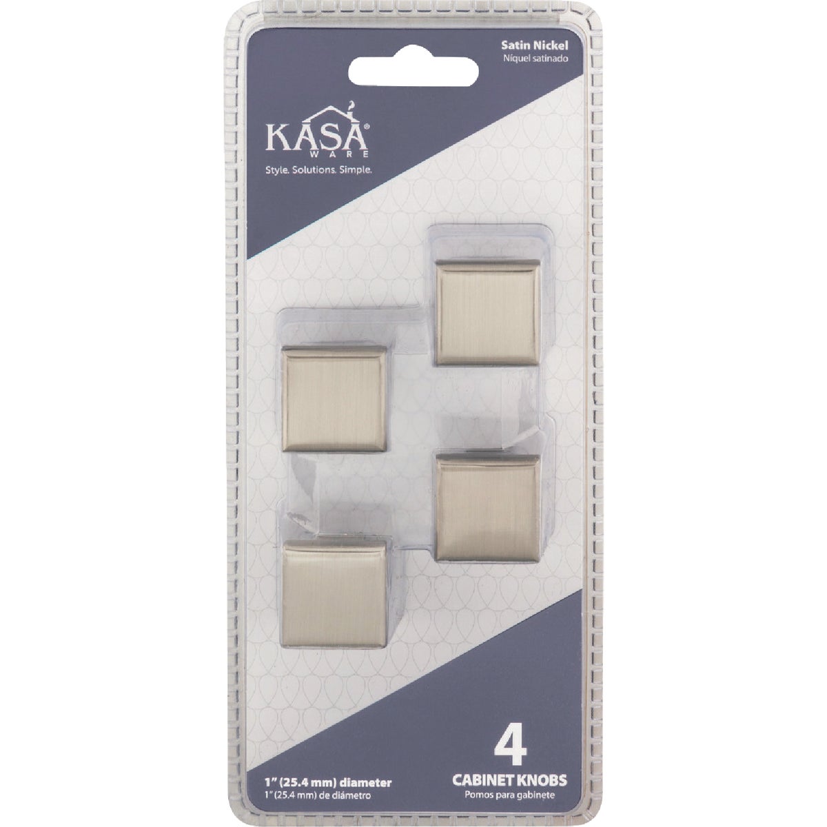 KasaWare 1 In. Diameter Satin Nickel Flared Foot Square Knob (4-Pack) Image 3