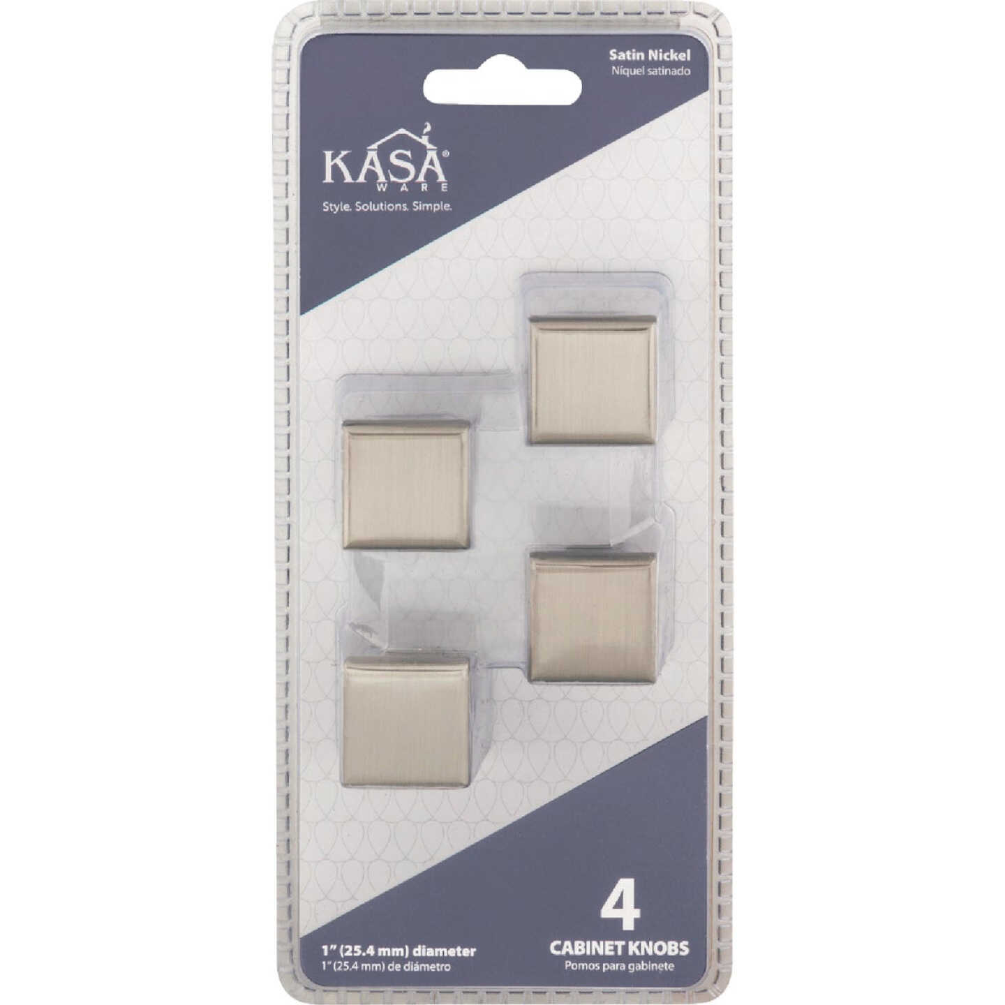 KasaWare 1 In. Diameter Satin Nickel Flared Foot Square Knob (4-Pack) Image 3