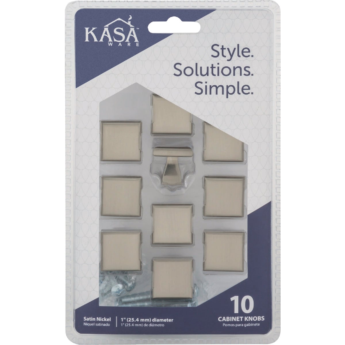 KasaWare 1 In. Diameter Satin Nickel Flared Foot Square Knob (10-Pack) Image 3