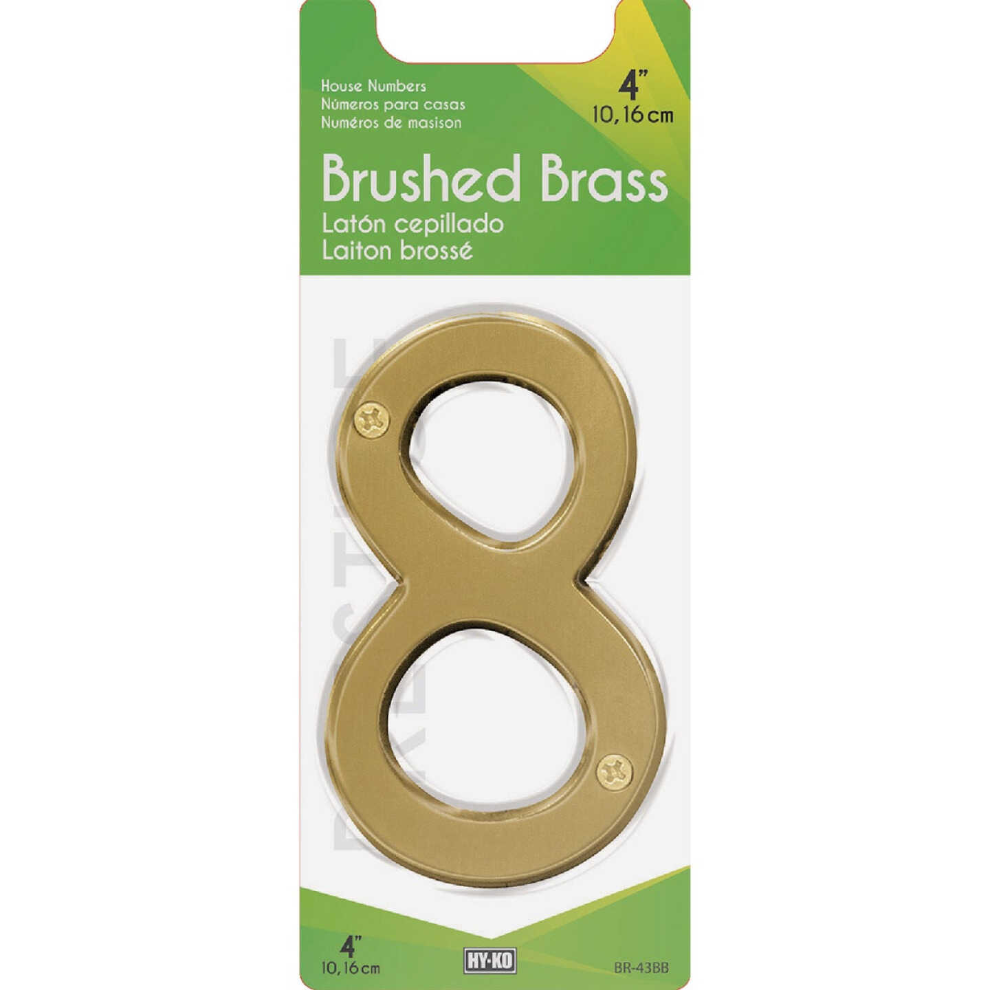 Hy-Ko 4 In. Brushed Brass Number 8 Image 2