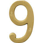 Hy-Ko 4 In. Brushed Brass Number 9 Image 1