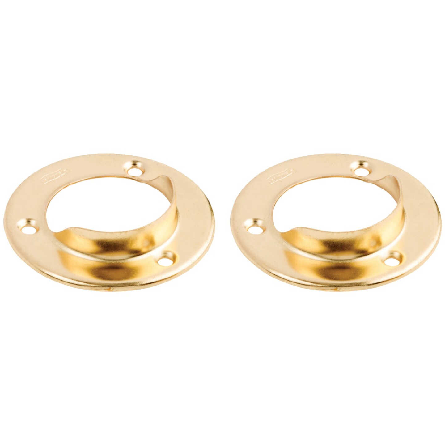 National Hardware 1-3/8 In. Satin Brass Steel Closet Rod Socket (2-Pack) Image 1