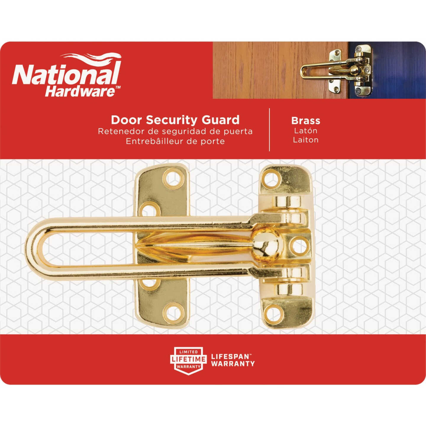 National Hardware Polished Brass Decorative Door Security Guard Image 2
