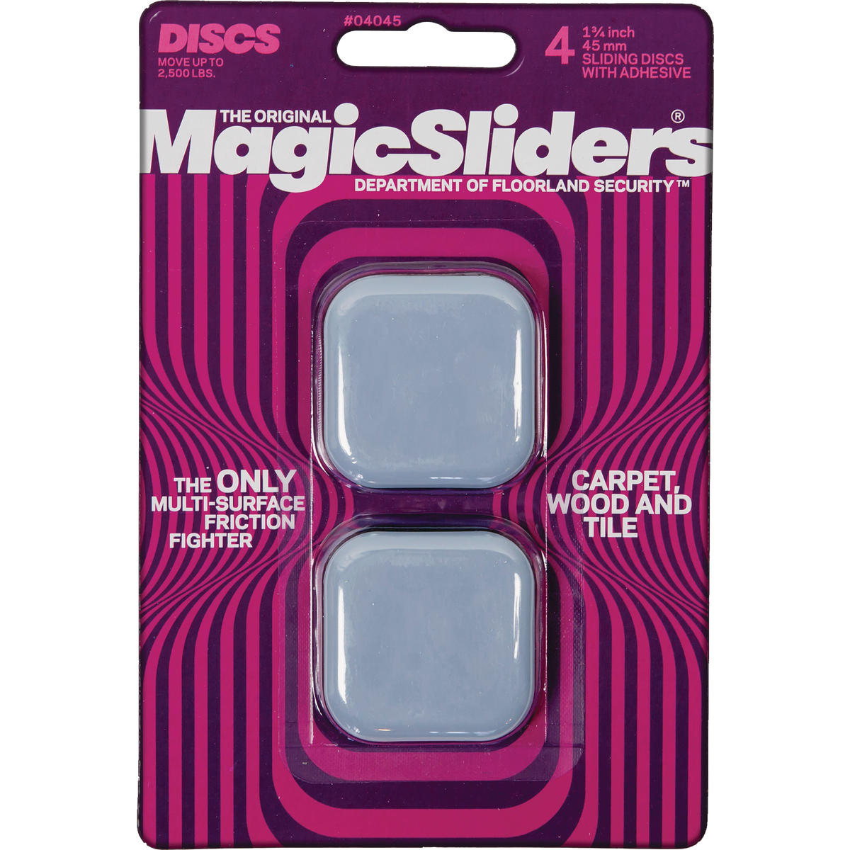 Magic Sliders 1-3/4 In. Square Self-Adhesive Furniture Glide,(4-Pack) Image 1