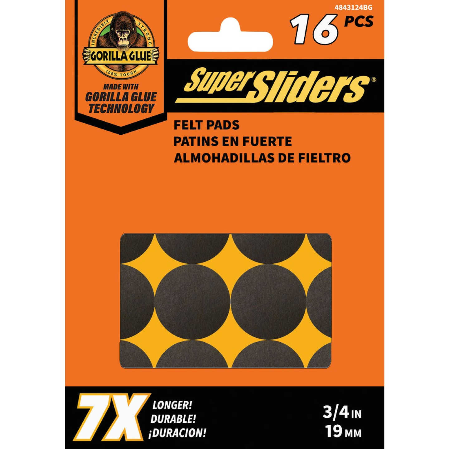 Super Sliders Gorilla Glue 3/4 In. Round Brown Felt Furniture Pads (16-Piece) Image 1