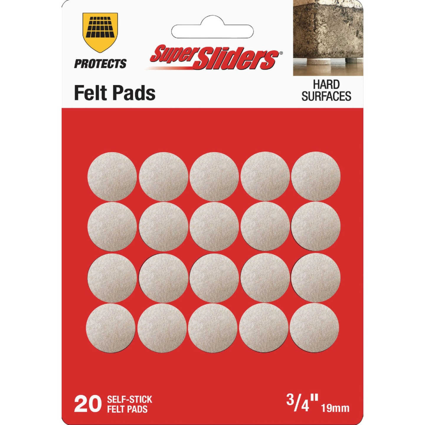 Super Sliders 3/4 In. Round Beige Felt Furniture Pads (20-Piece) Image 1