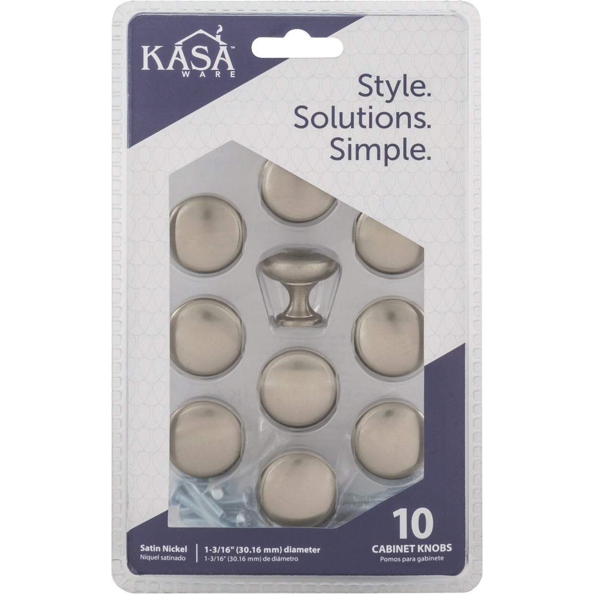 KasaWare 1-3/16 In. Dia. Satin Nickel Cabinet Knob (10-Pack) Image 2