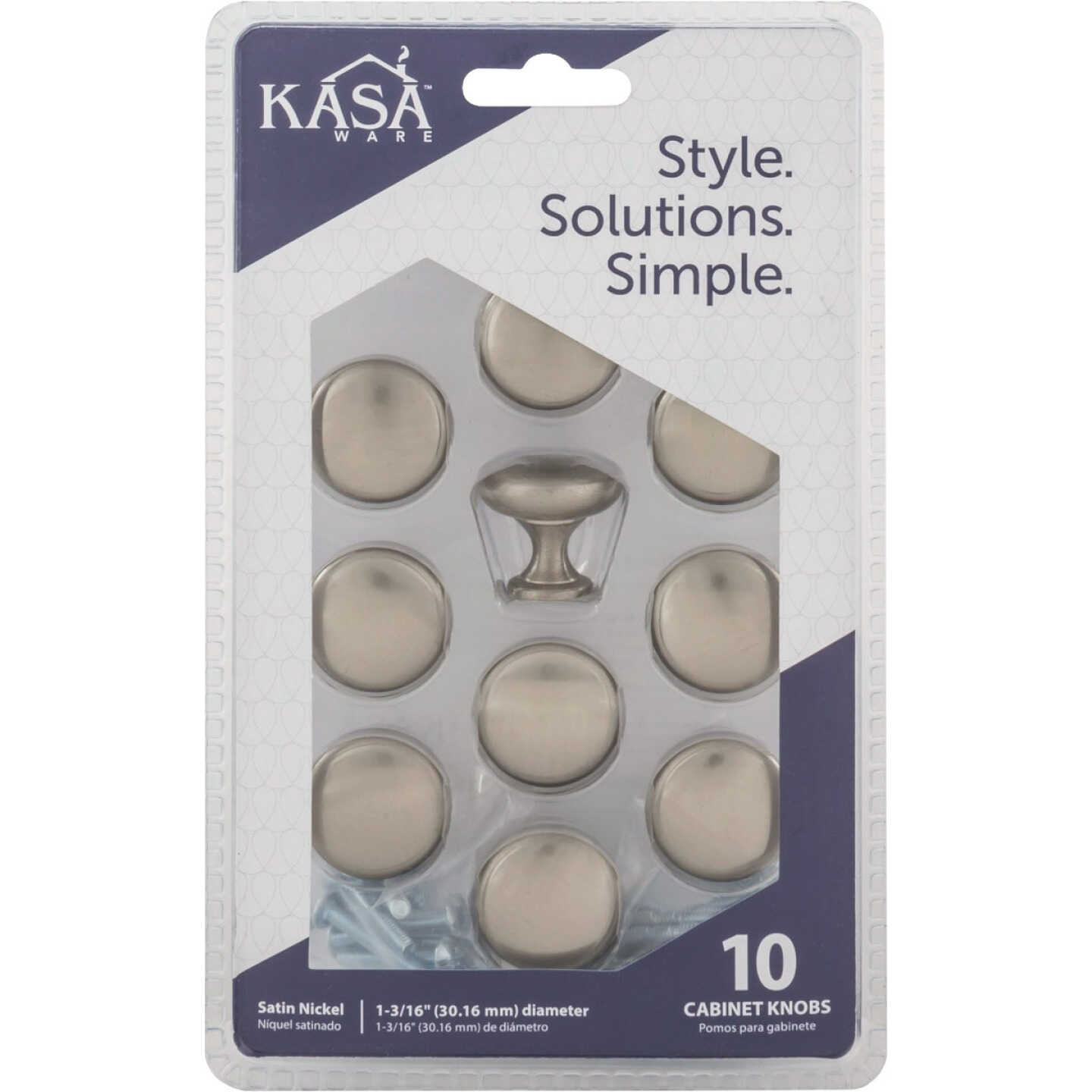 KasaWare 1-3/16 In. Dia. Satin Nickel Cabinet Knob (10-Pack) Image 2