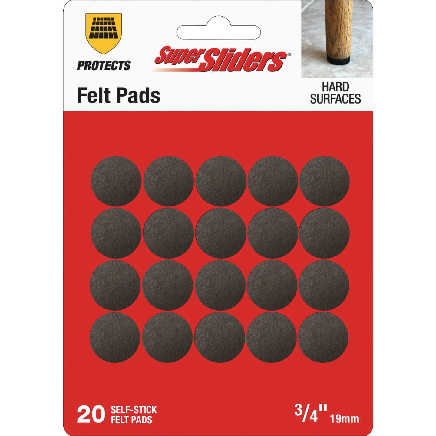 Super Sliders 3/4 In. Round Brown Felt Furniture Pads (20-Piece) Image 1