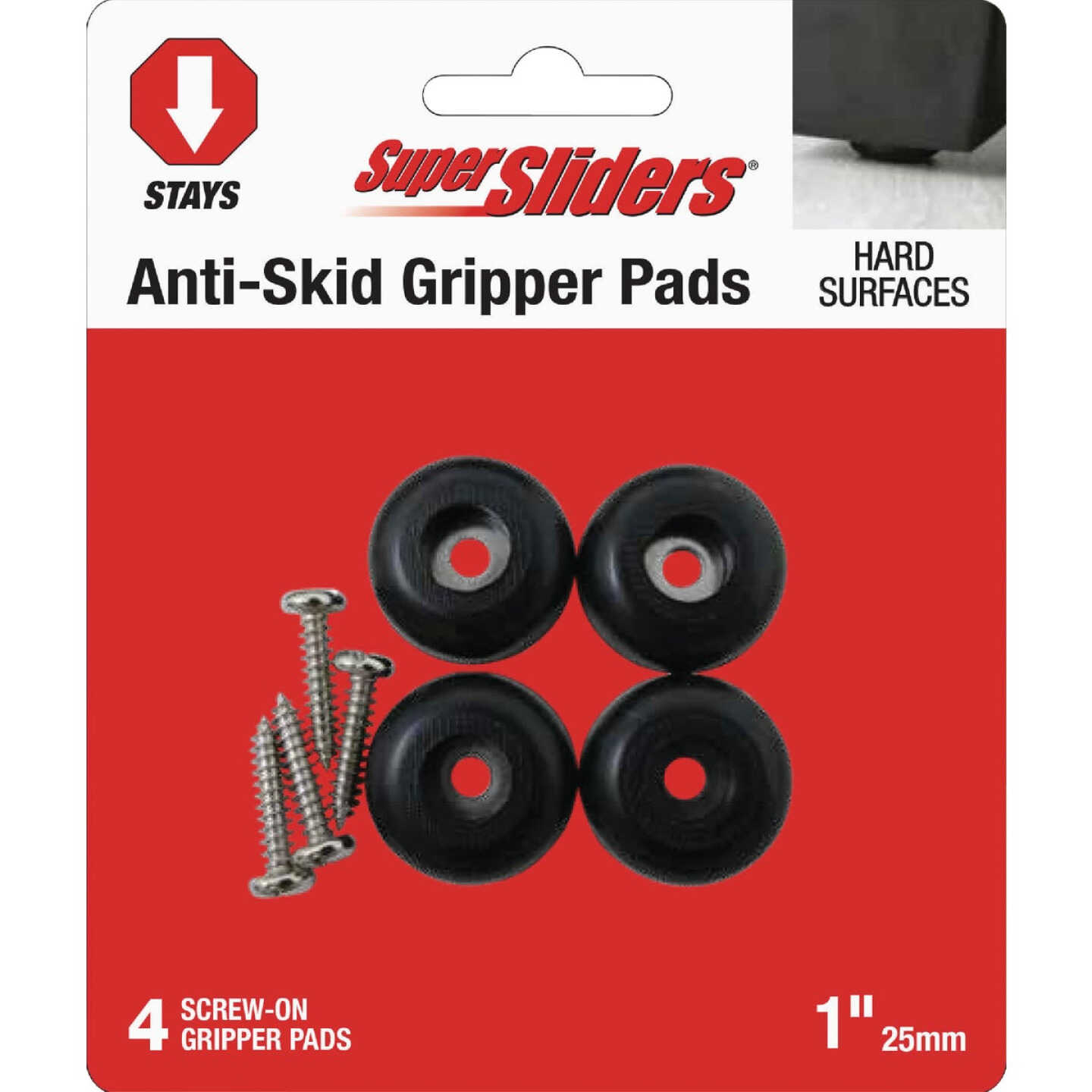 Super Sliders 1 In. Anti-Skid Screw-On Beige Furniture Pad (4-Piece) Image 1