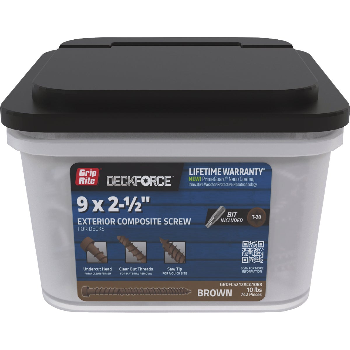 Grip-Rite DeckForce 2-1/2 In. Composite Acacia Deck Screw (10BK)