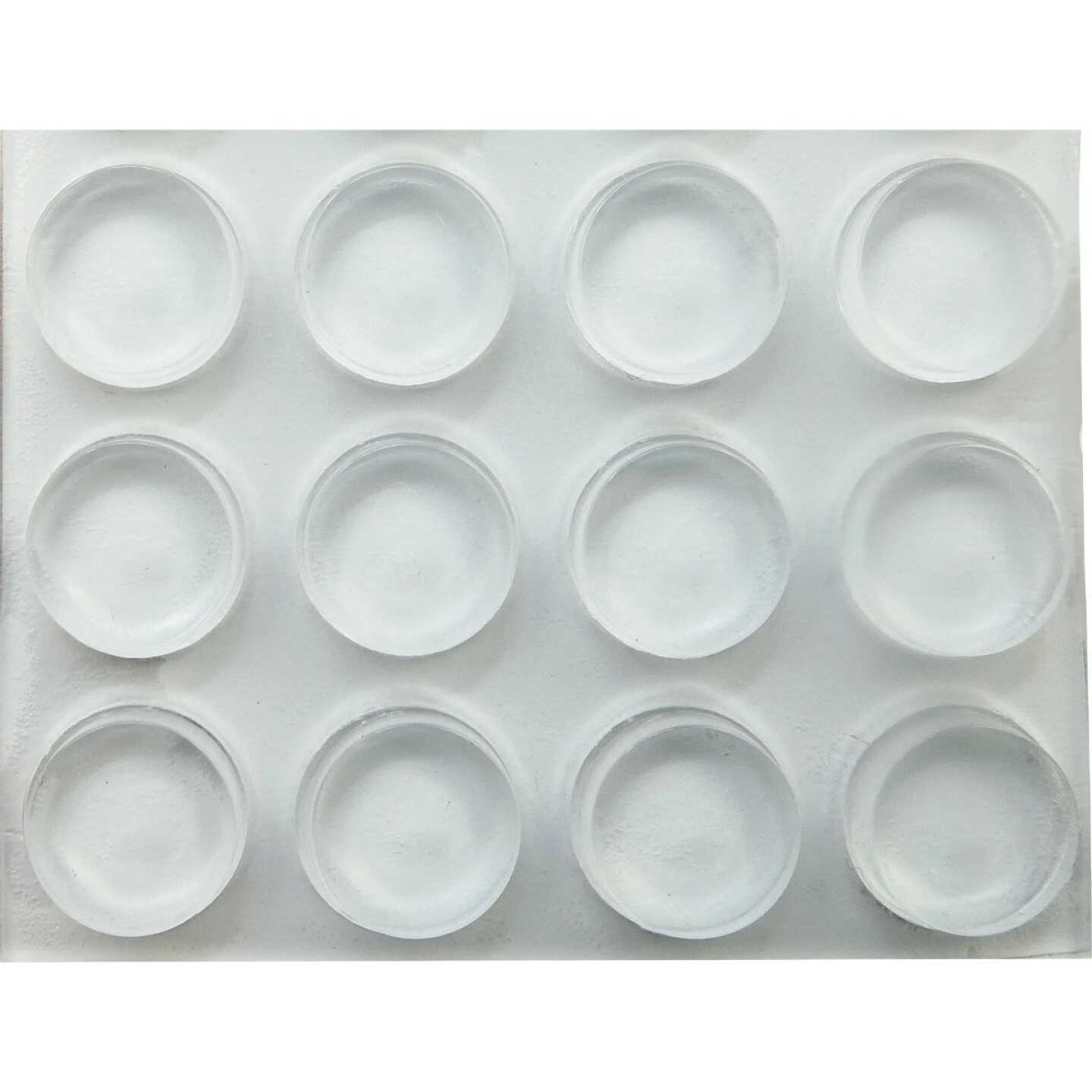 Super Sliders 1/2 In. Clear Round Furniture Wall Bumper (12-Pack) Image 2
