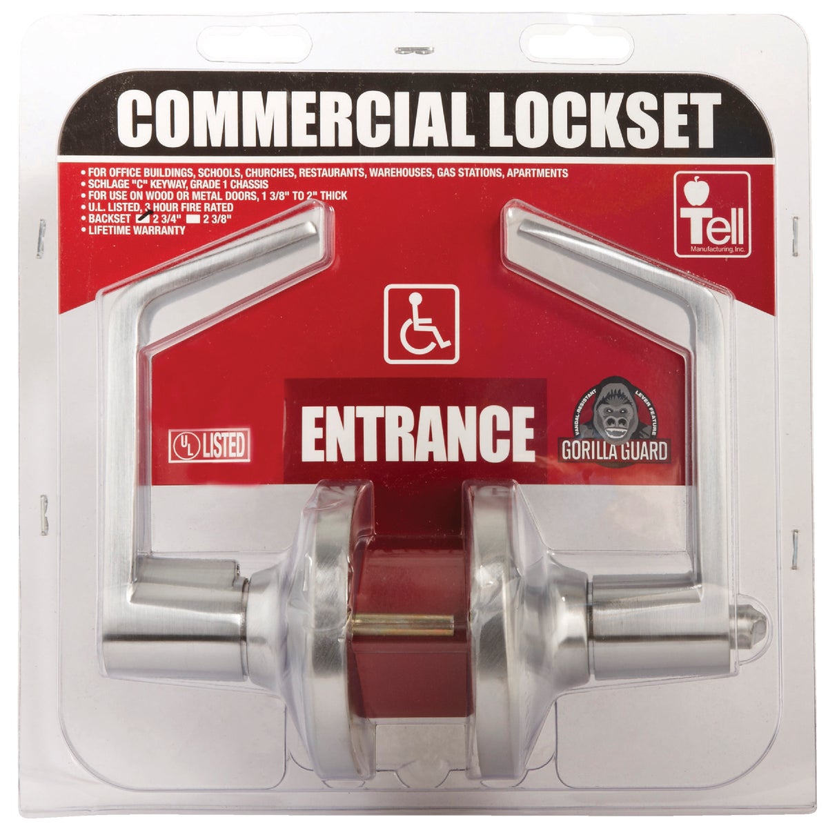 Tell Satin Chrome Entry Door Lever  Image 2