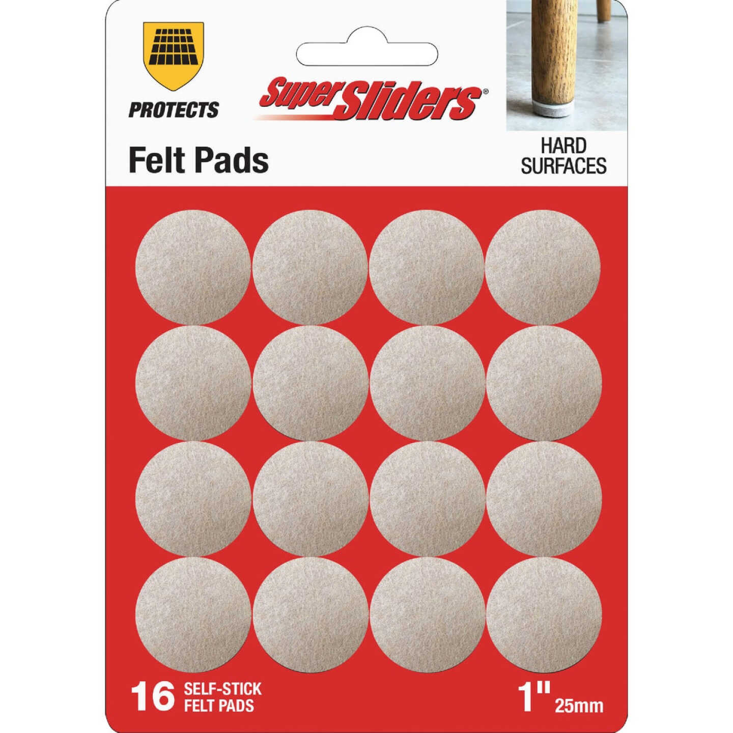 Super Sliders 1 In. Round Beige Felt Furniture Pads (16-Piece) Image 1