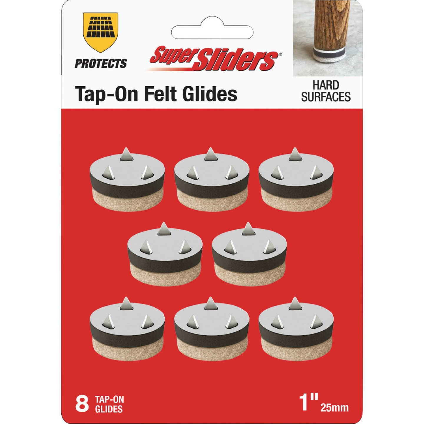 Super Sliders 1 In. Tap-On Round Beige Felt Furniture Pads (8-Piece) Image 1