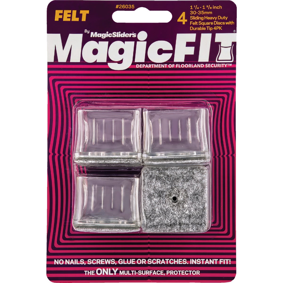 Magic Sliders Magic Fit - 1-1/4 In. - 1-3/8 In. Square Felt Furniture Leg Cup (4-Pack) Image 2