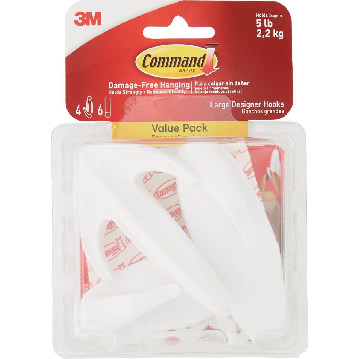 Command Large Designer Hook Value Pack, White, 4 Hooks, 8 Strips Image 7