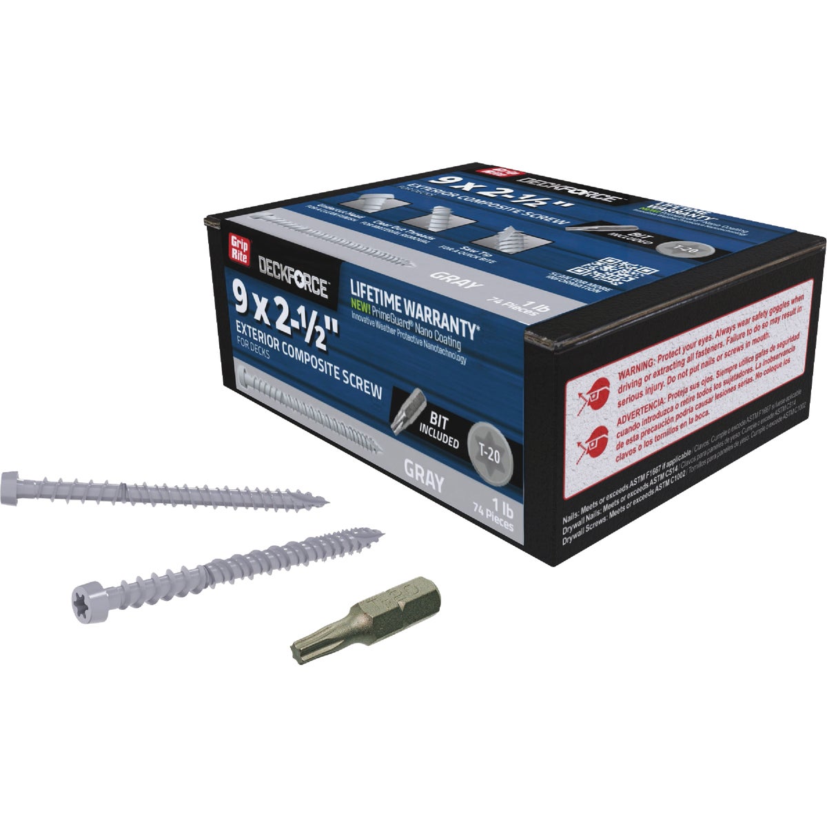 Grip-Rite DeckForce 2-1/2 In. Composite Harbor Gray Deck Screw (1 Lb.) Image 2