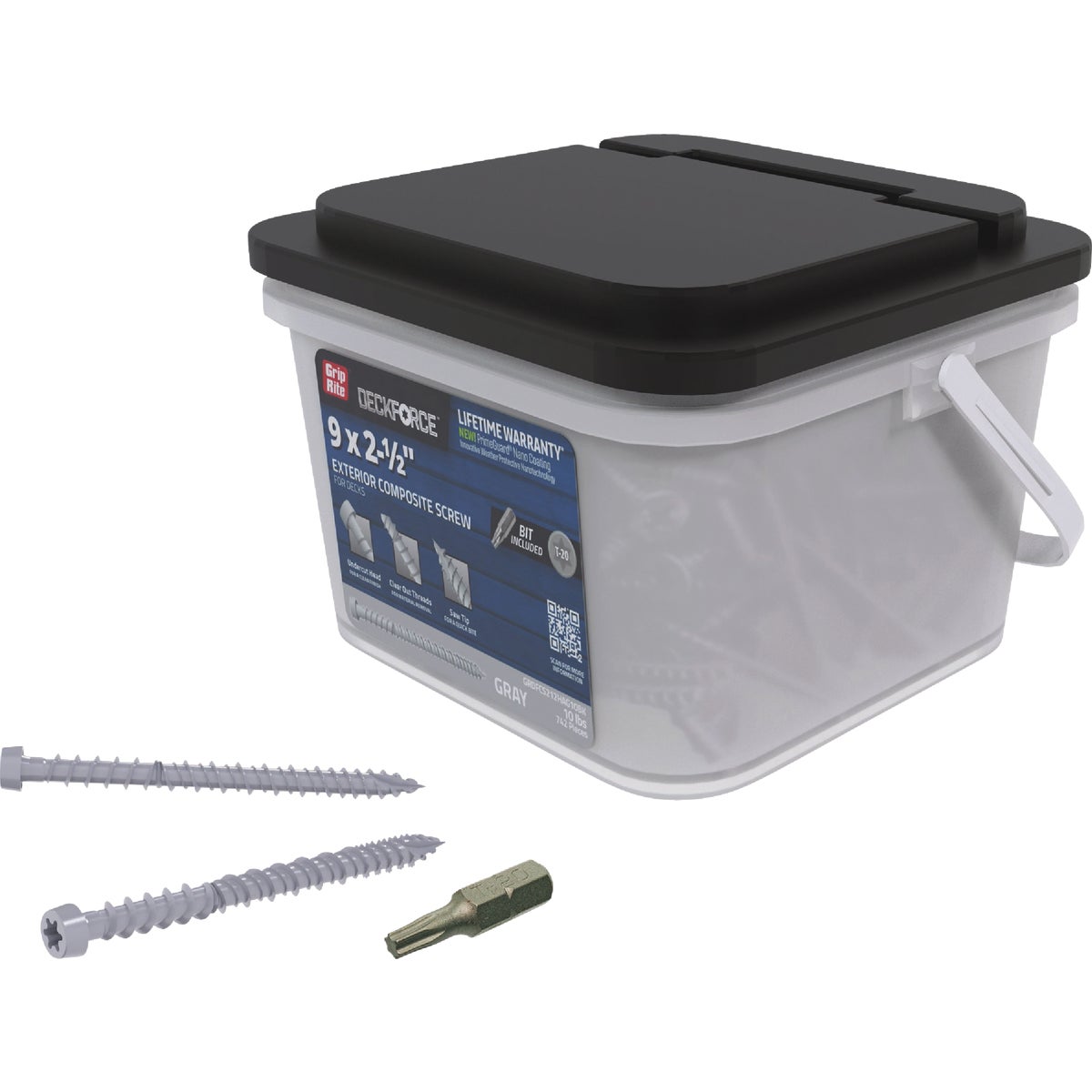 Grip-Rite DeckForce 2-1/2 In. Composite Harbor Gray Deck Screw (10BK) Image 2