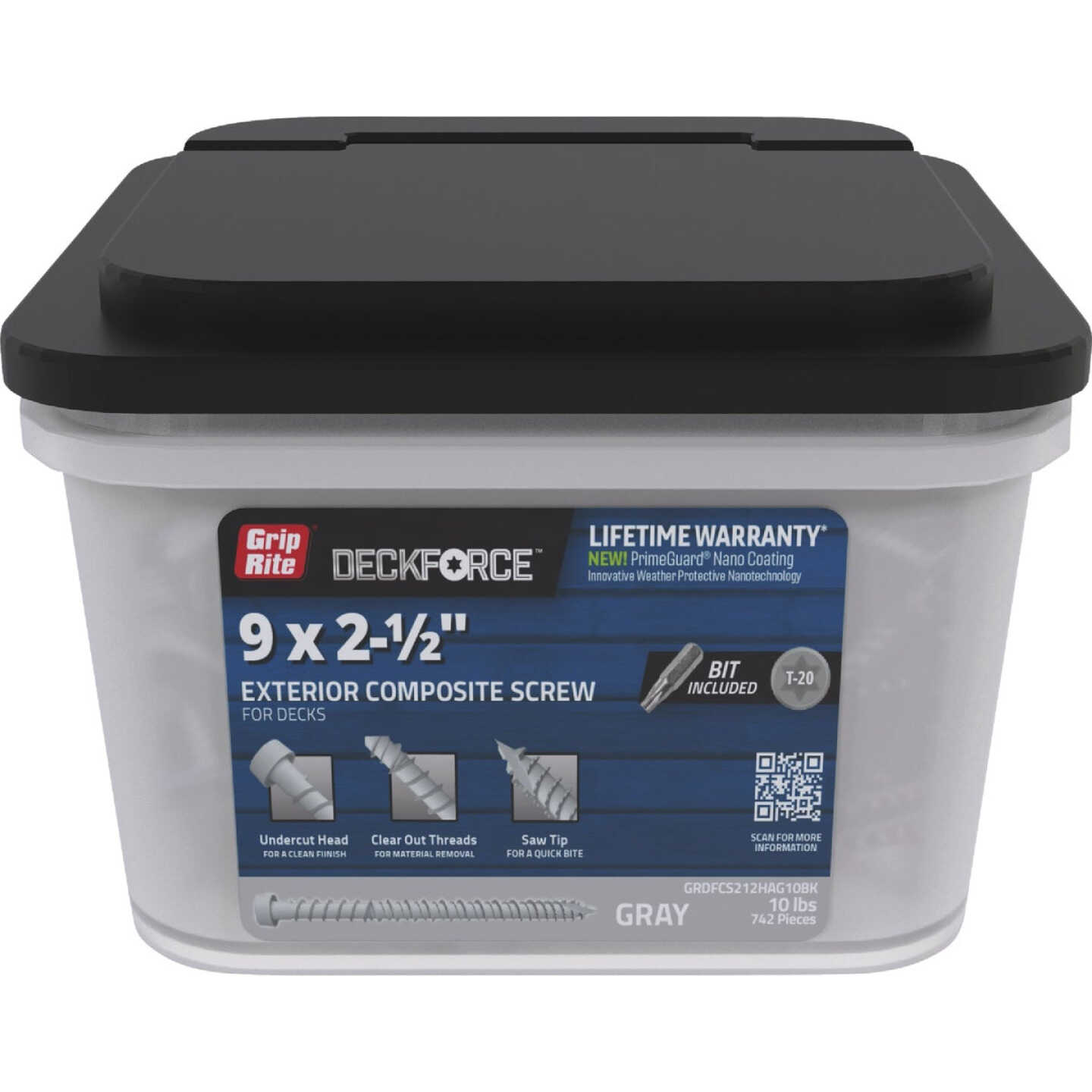 Grip-Rite DeckForce 2-1/2 In. Composite Harbor Gray Deck Screw (10BK) Image 1