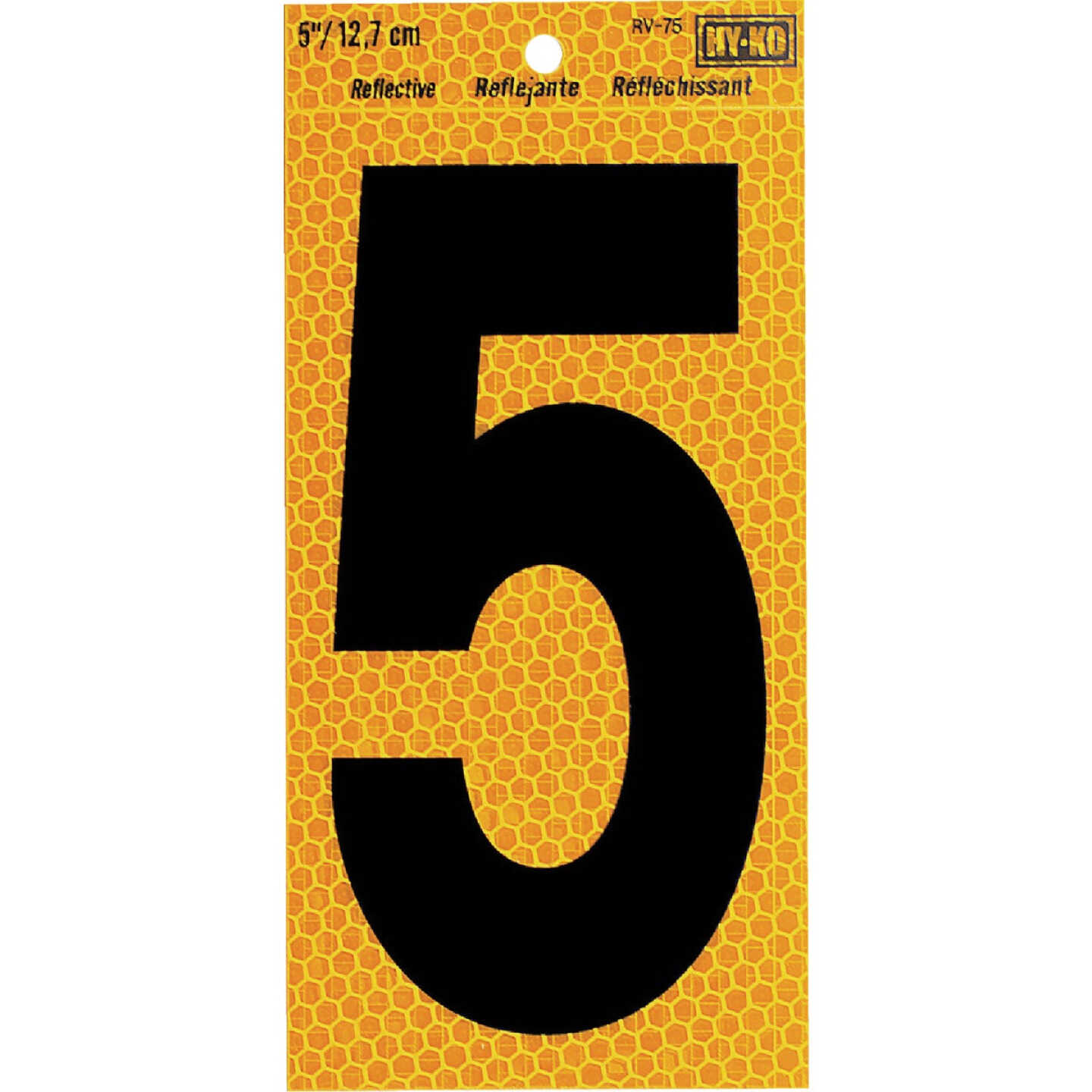 Hy-Ko 5 In. Yellow Reflective Number 5 Image 1