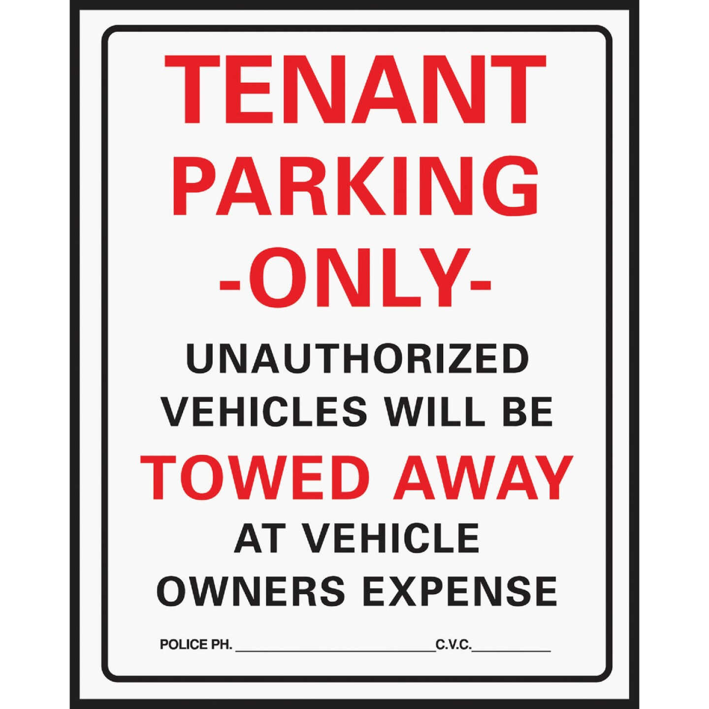 Hy-Ko Commercial Grade Plastic Sign, Tenant Parking Only Image 1