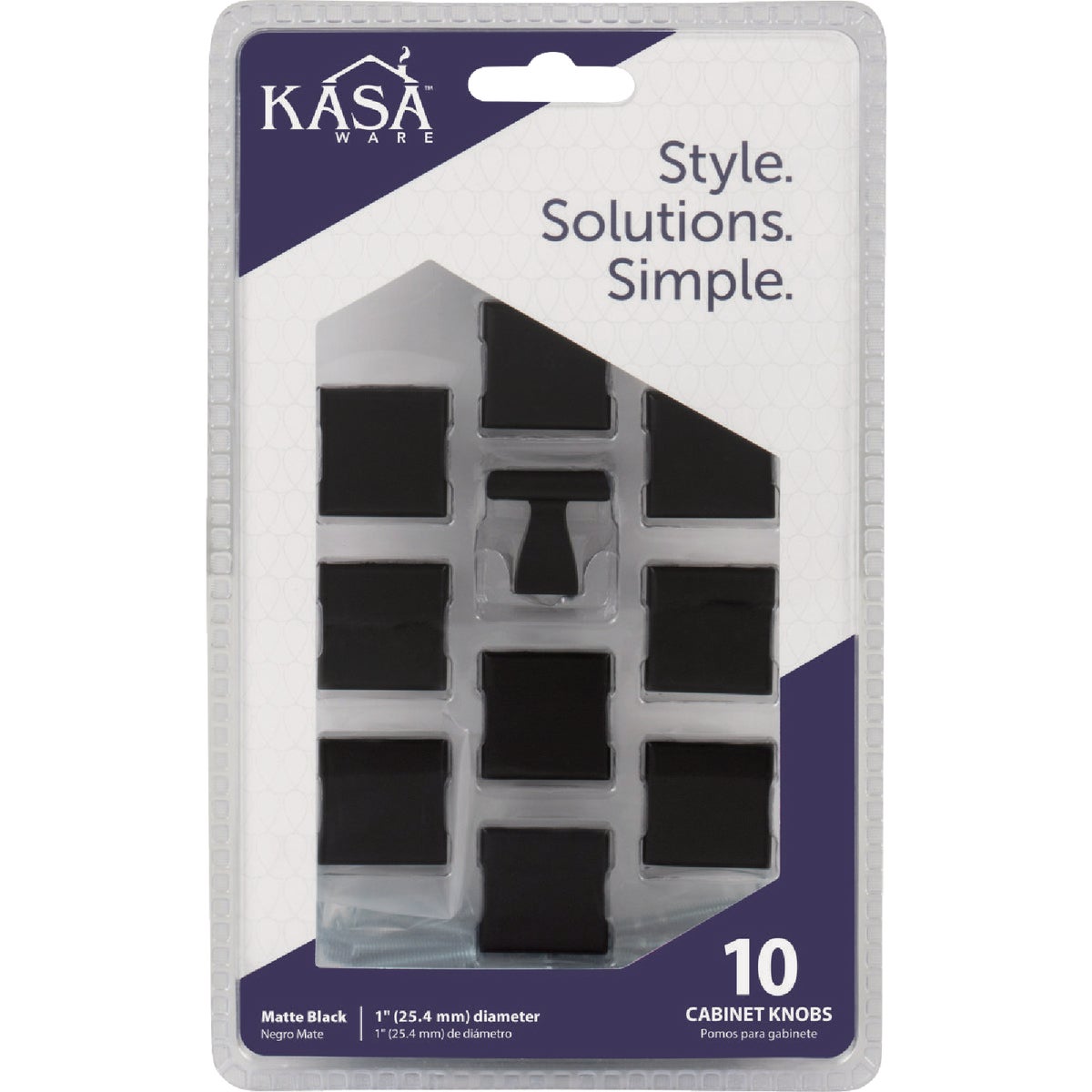 KasaWare 1 In. Diameter Matte Black Flared Foot Square Knob (10-Pack) Image 2