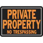 Hy-Ko 10x14 Day-Glo Aluminum Sign, Private Property No Trespassing Image 1