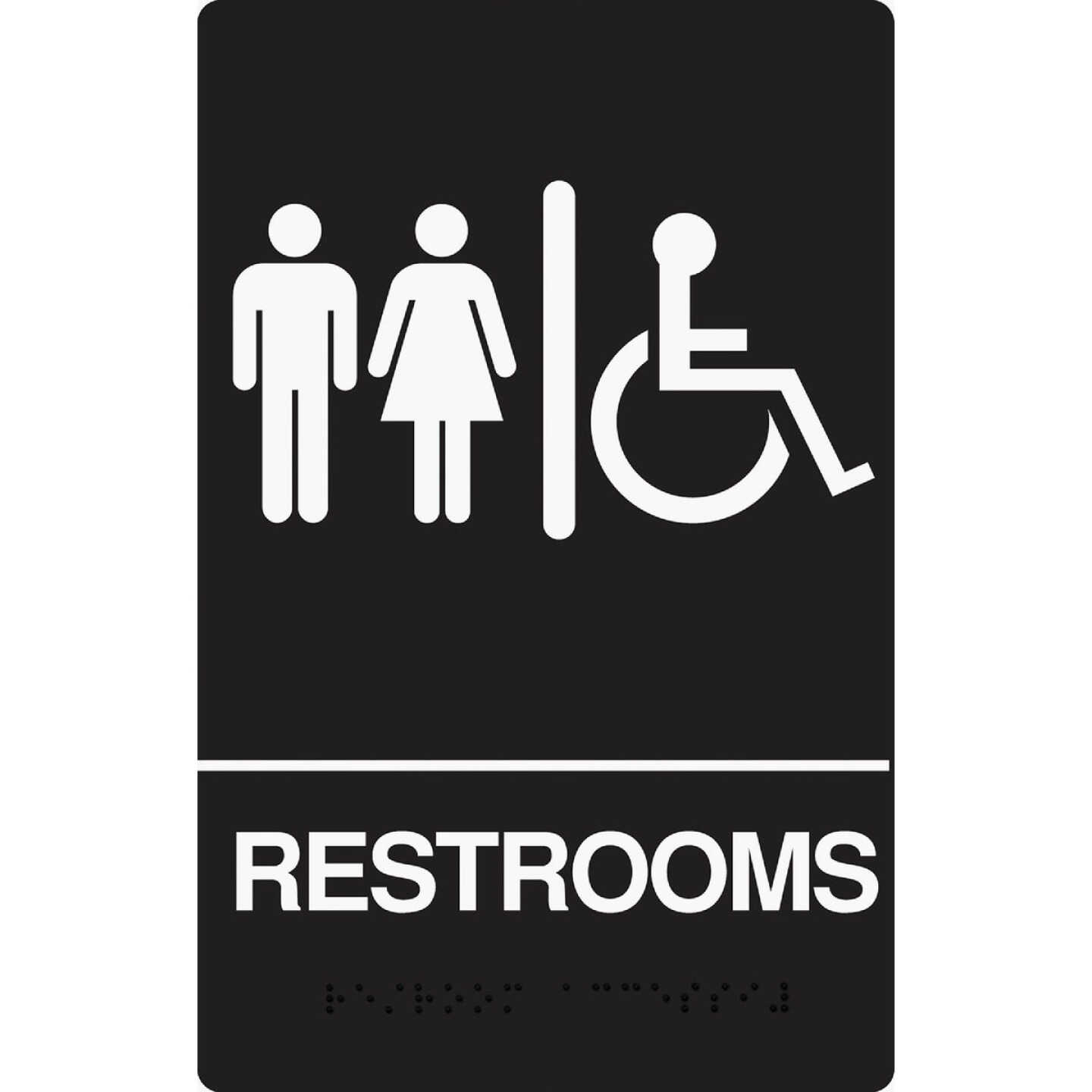 Hy-Ko Deco Series Plastic Braille Sign, Restrooms Handicapped Image 1