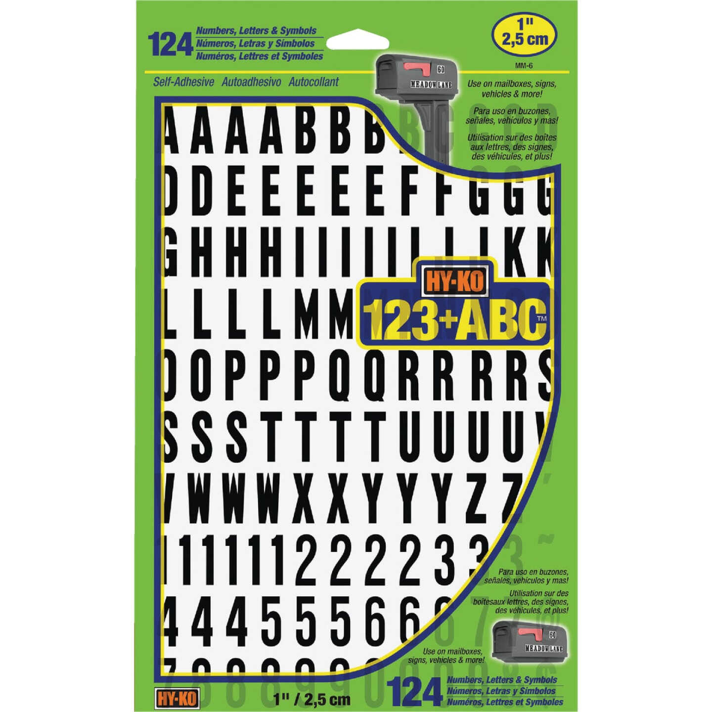 Hy-Ko 1 In. Numbers, Letters & Symbols (124 Count) Image 1