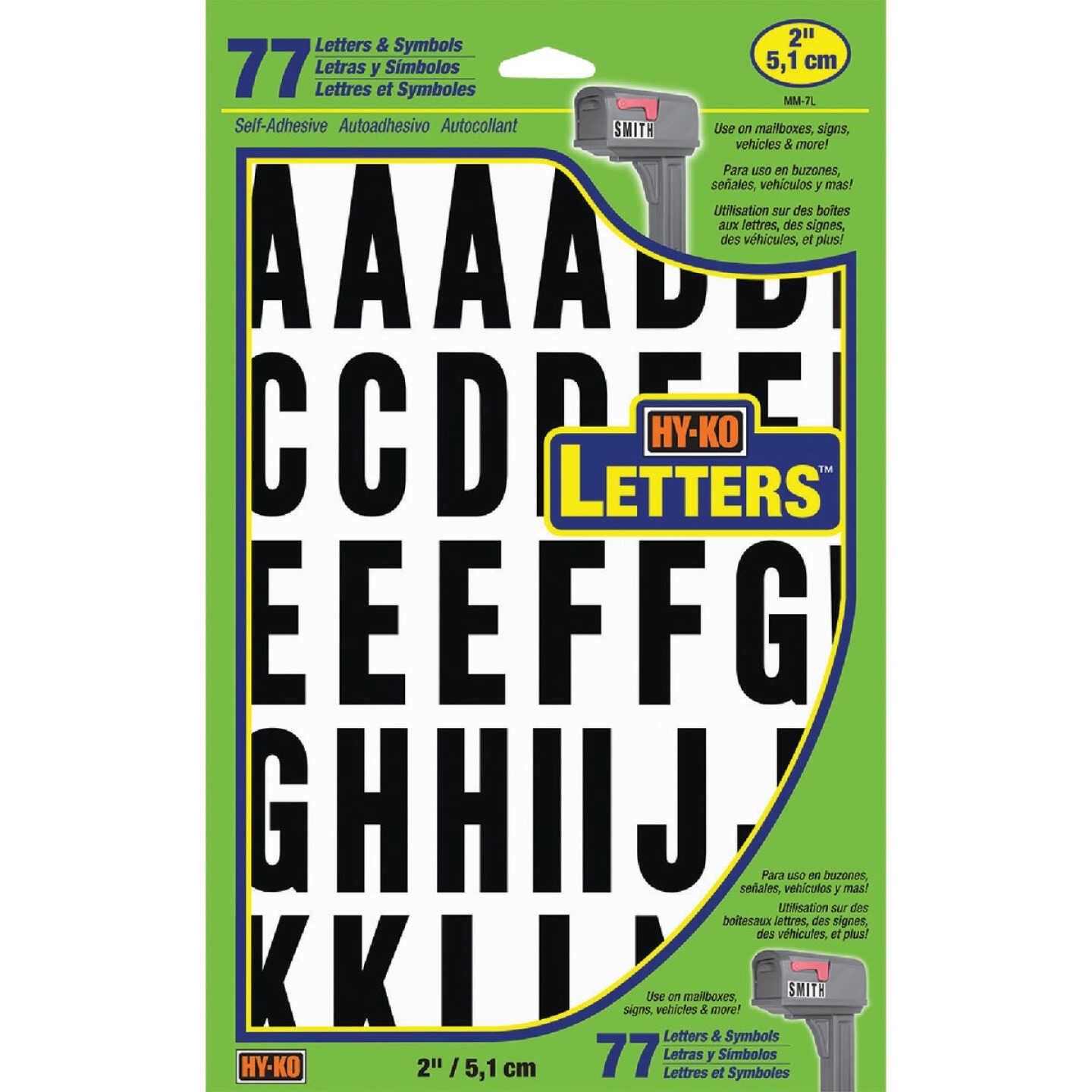 Hy-Ko Self-Adhesive Polyester 2 In. Black Letter Set Image 1