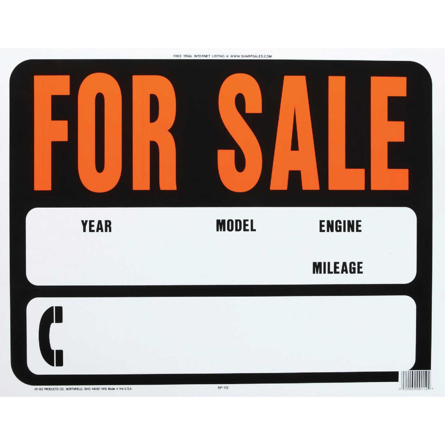 Hy-Ko 15x19 Heavy Gauge Plastic Sign, For Sale Image 1