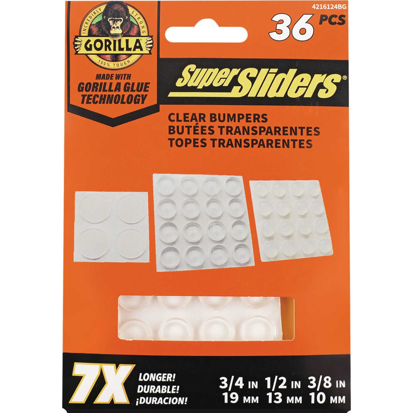 Super Sliders Gorilla Glue Clear Round Furniture/Wall Bumpers (36-Count) Image 1