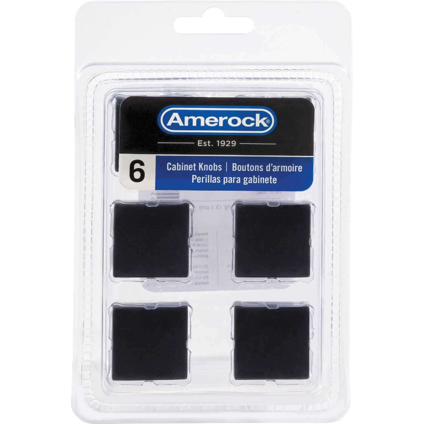 Amerock Monument 1.1875 In. Square Matte Black Cabinet Knob (6-Pack) Image 2