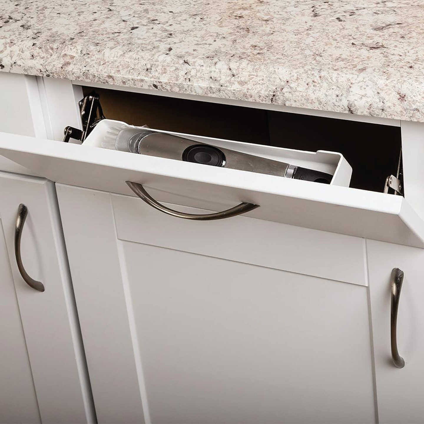 Knape & Vogt Real Solutions 11 In. White Steel In-Cabinet Sink Front Tray & Hinge Kit Image 2