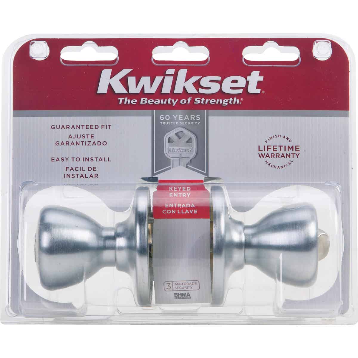 Kwikset Tylo Satin Chrome Entry Door Knob  Image 2