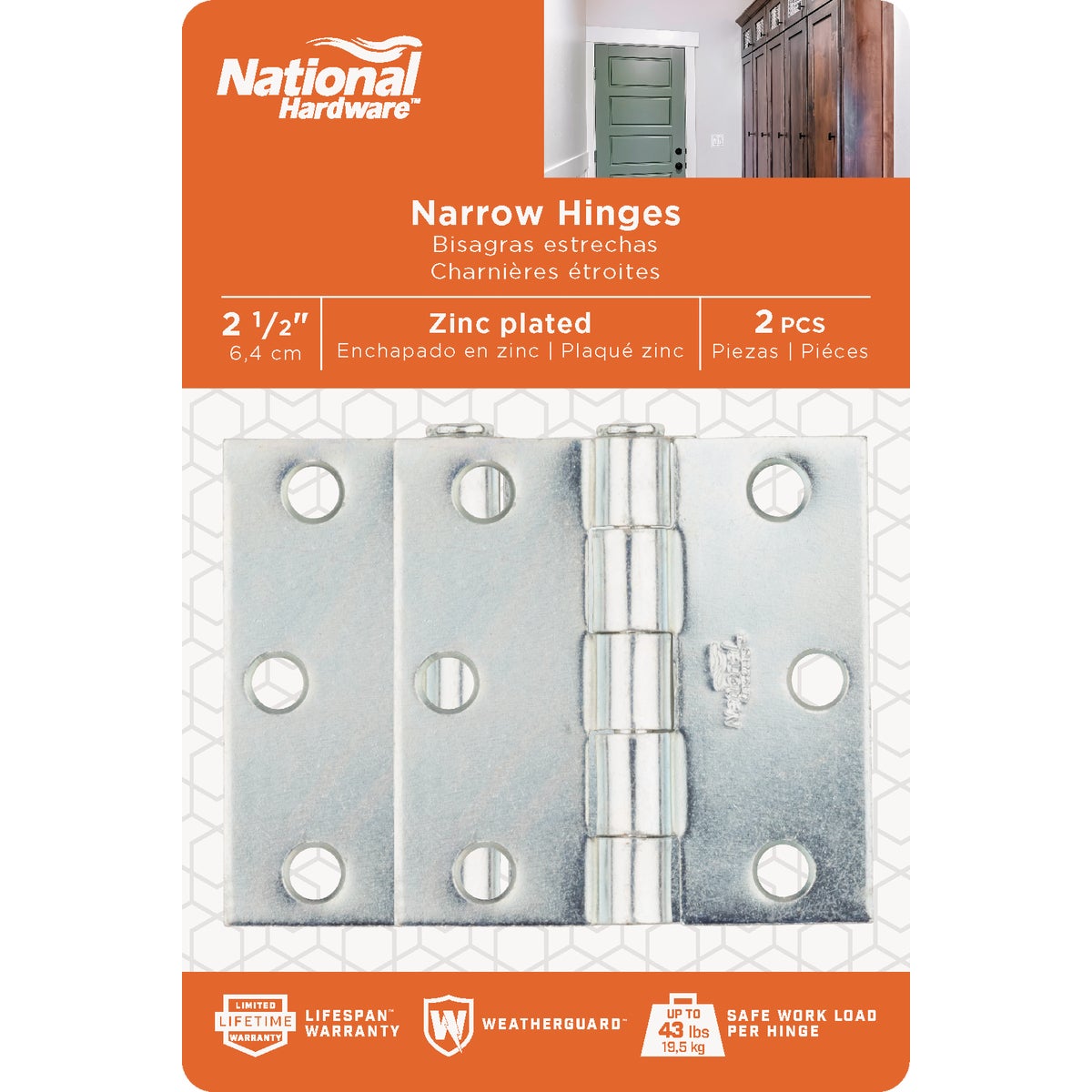 National Hardware 2-1/2 In. Zinc Removable Pin Broad Hinge Image 2