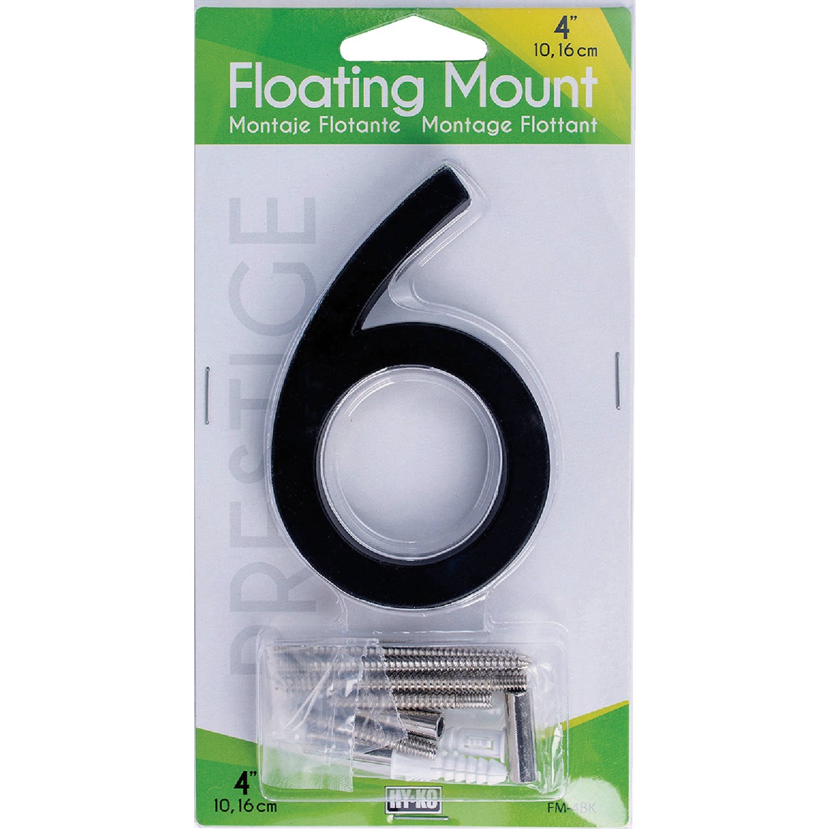 Hy-Ko 4 In. Black Floating Mount Number 6 Image 1