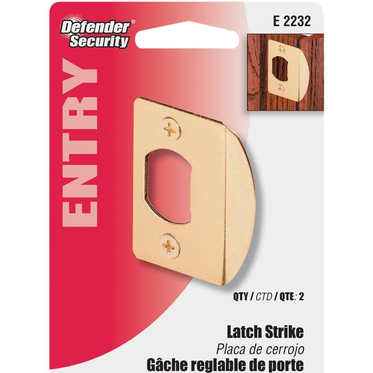 Defender Security Brass 1-3/4 In. Lip Strike Plate Image 2