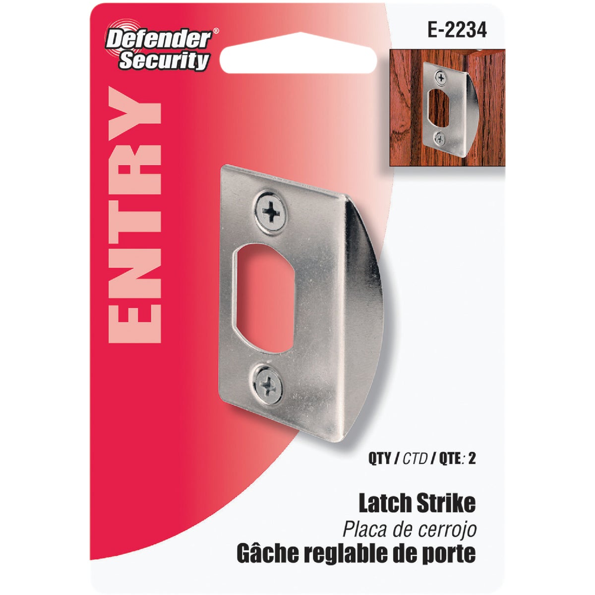 Defender Security Chrome 1-3/4 In. Lip Strike Plate Image 2