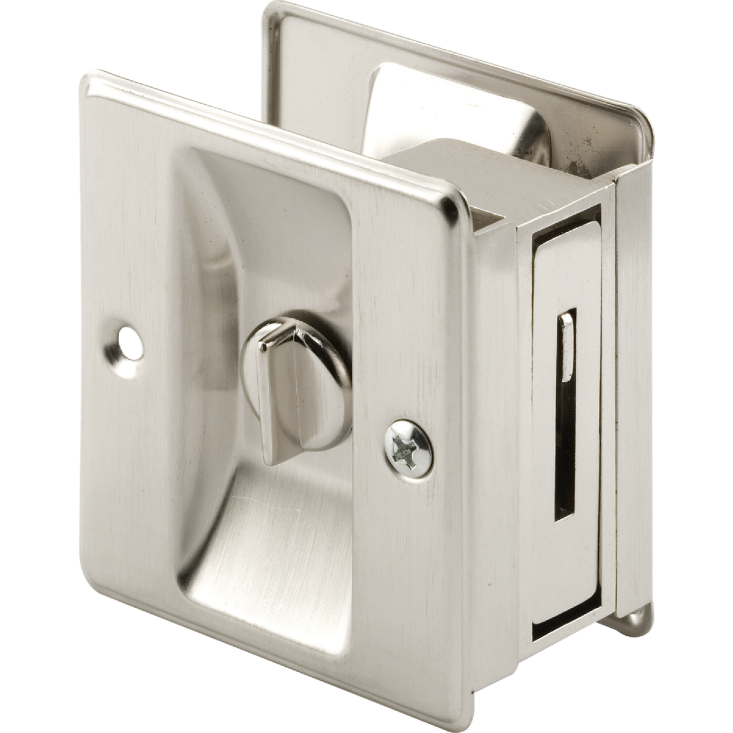 Prime-Line 2-3/4 In. Satin Nickel Pocket Door Privacy Lock Image 1