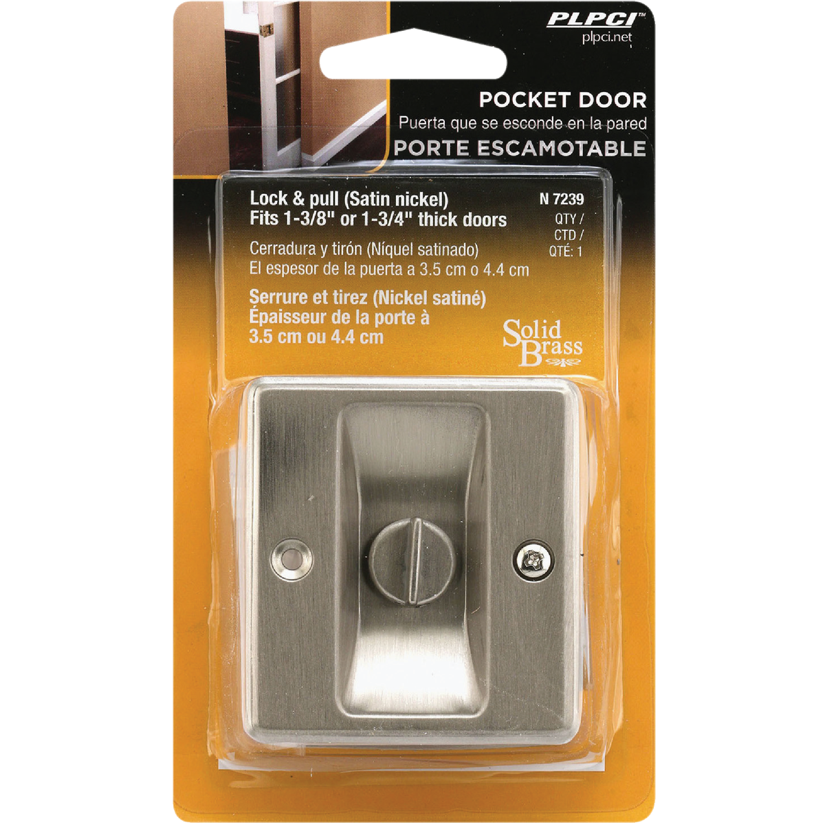 Prime-Line 2-3/4 In. Satin Nickel Pocket Door Privacy Lock Image 2