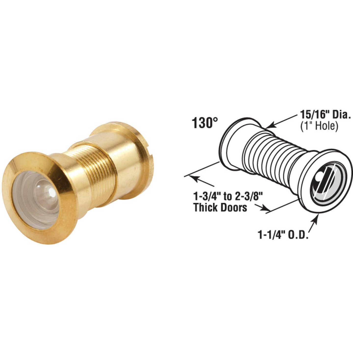 Defender Security Solid Brass 1 In. Hole Door Viewer Image 1