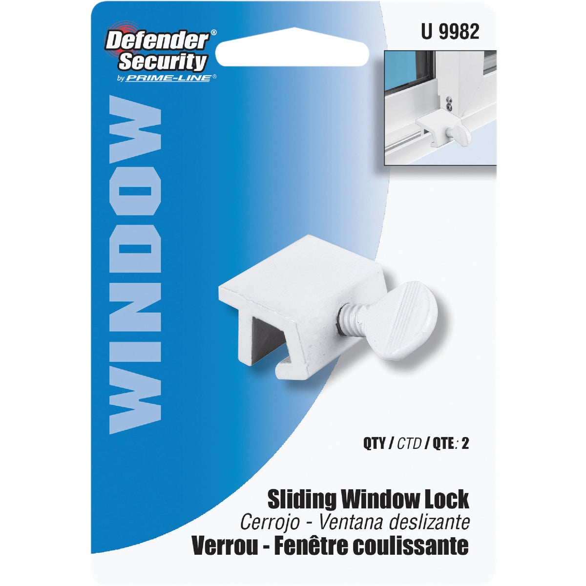 Defender Security White Heavy-Duty Sliding Window Lock (2 Count) Image 2