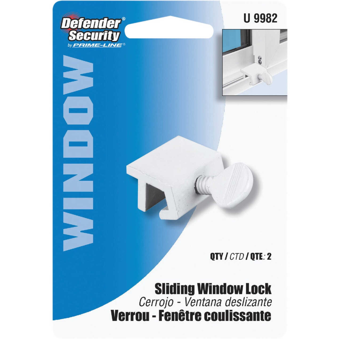 Defender Security White Heavy-Duty Sliding Window Lock (2 Count) Image 2