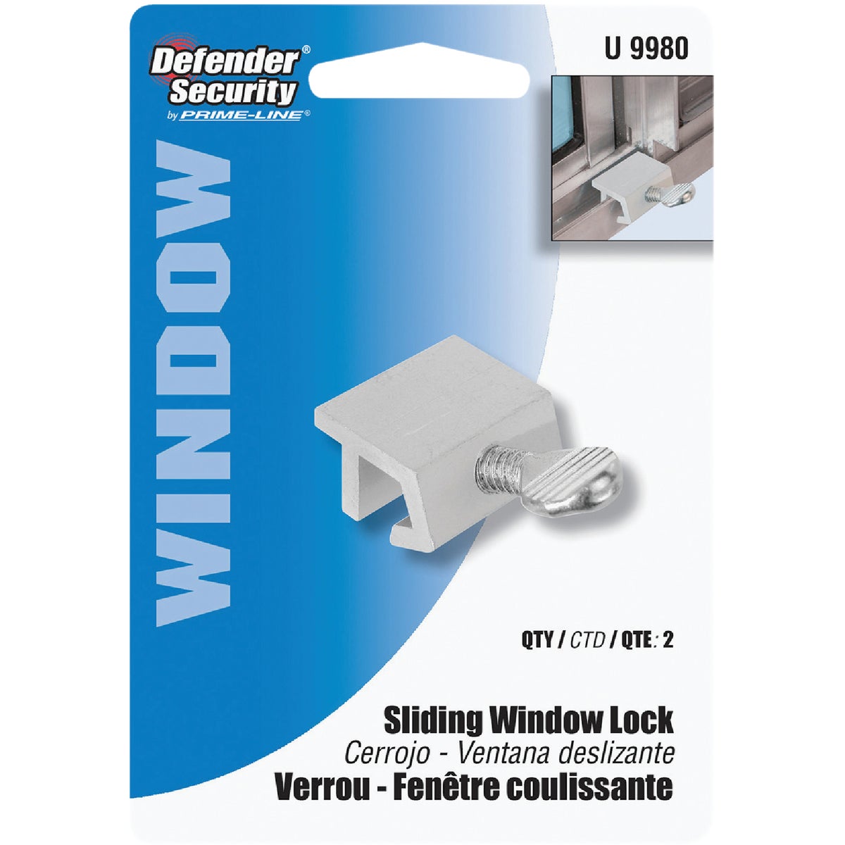 Defender Security Aluminum Heavy-Duty Sliding Window Lock (2 Count) Image 2