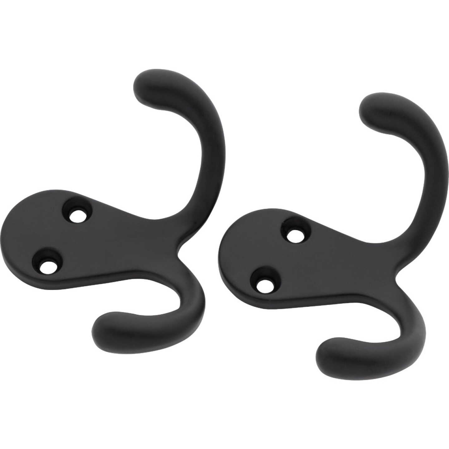 National Hardware Matte Black Double Clothes Hook (2-Pack) Image 1