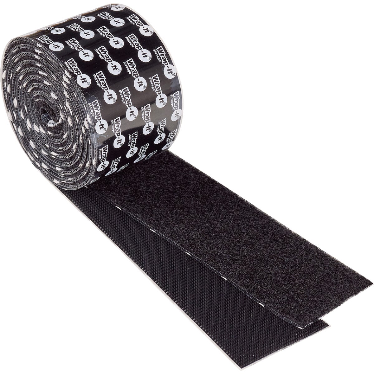 Wrap-It Storage Stick 'Em 2 In. x 4 Ft. Industrial Strength Black Hook & Loop Roll