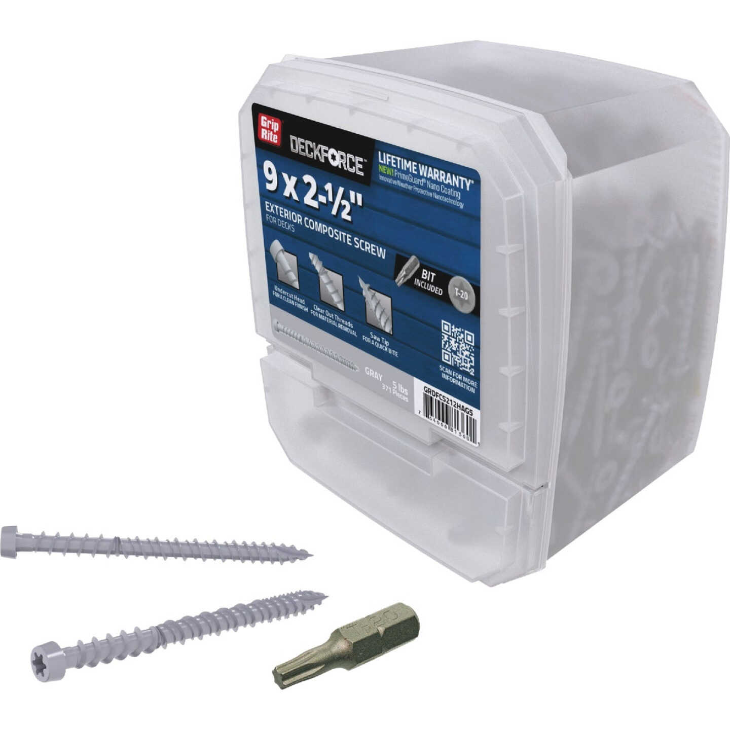 Grip-Rite DeckForce 2-1/2 In. Composite Harbor Gray Deck Screw (5 Lb.) Image 2
