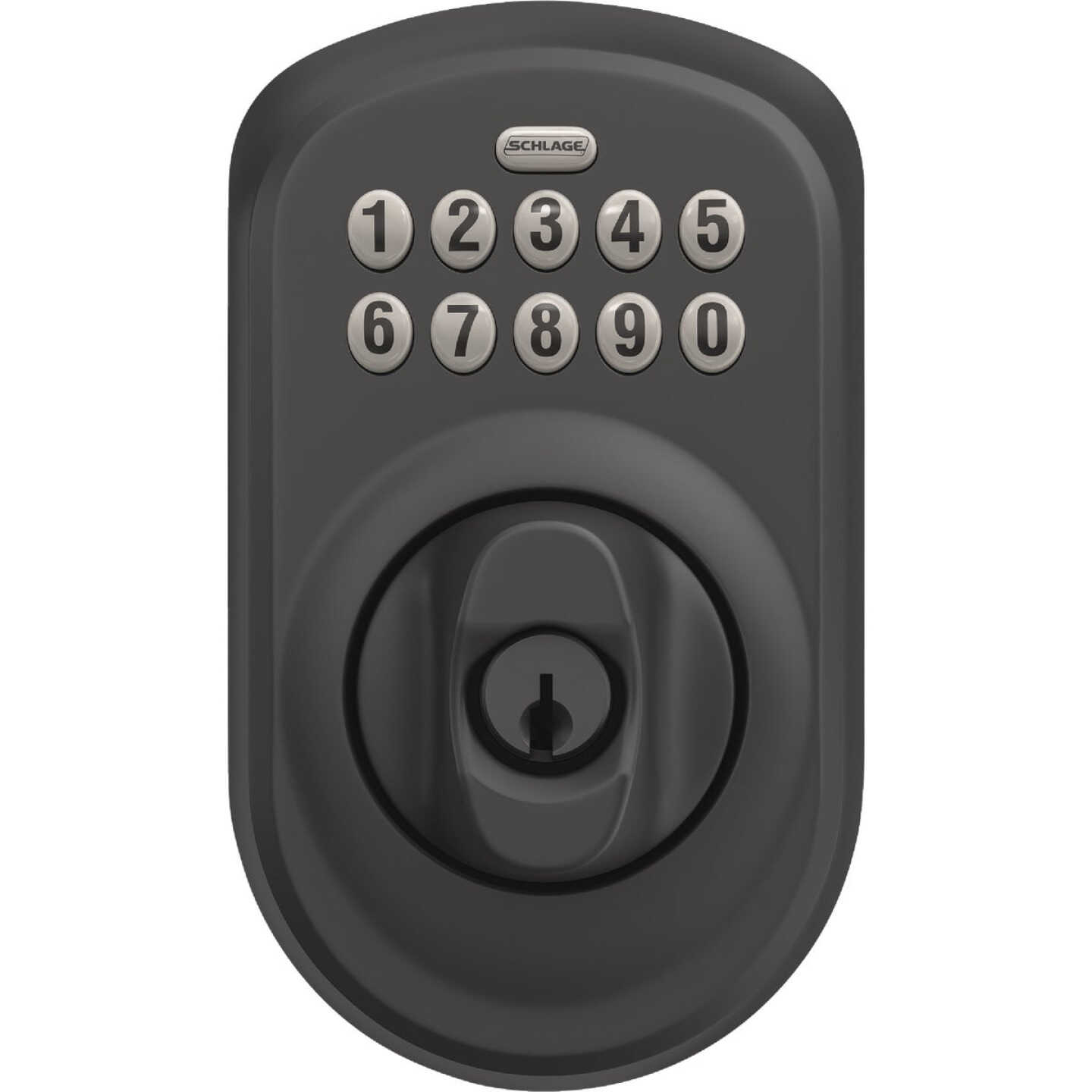 Schlage Plymouth Matte Black Electronic Lock Keypad Deadbolt Image 1